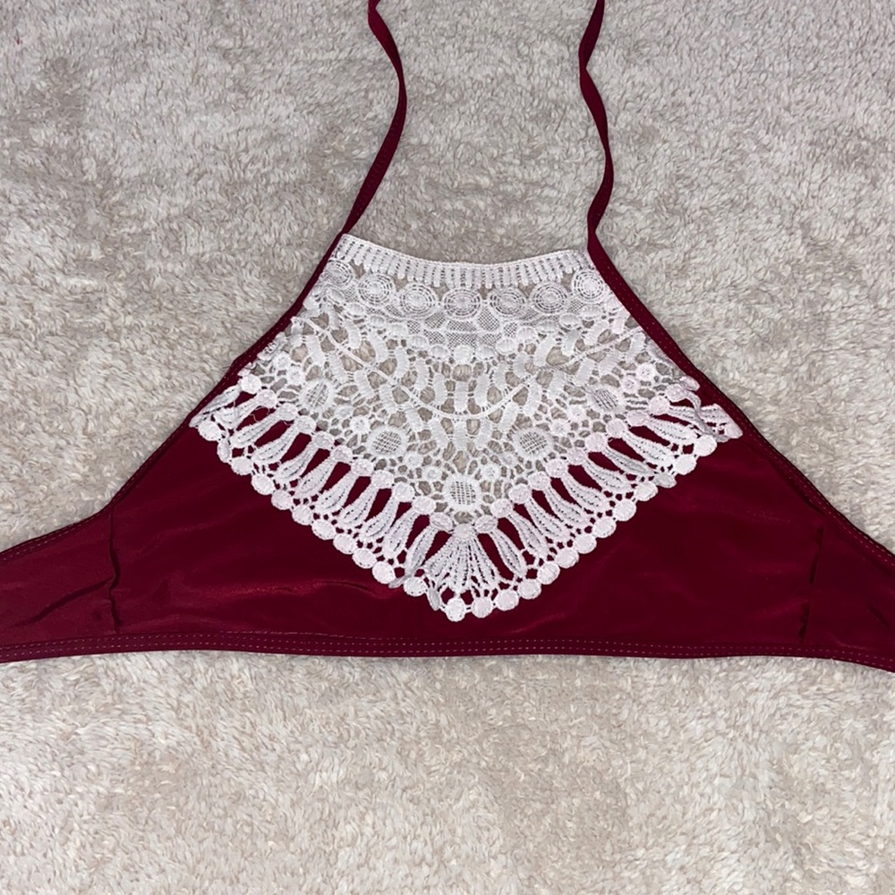 Wine colored Halter Swim top